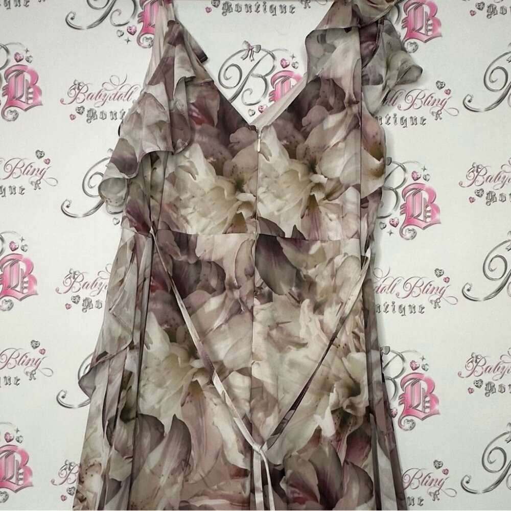 Le chΓ’teau dress watercolor floral flowers zipper zip up sexy flowy Lilly lily - Picture 9 of 11